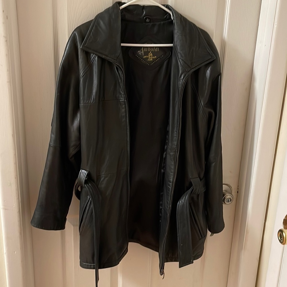 Carlo Amboldi Leather Peacoat Jacket size Large